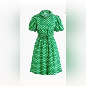 J. Crew Green Mini Puff Sleeve Dress with pockets. Women’s size 2. Cottagecore.